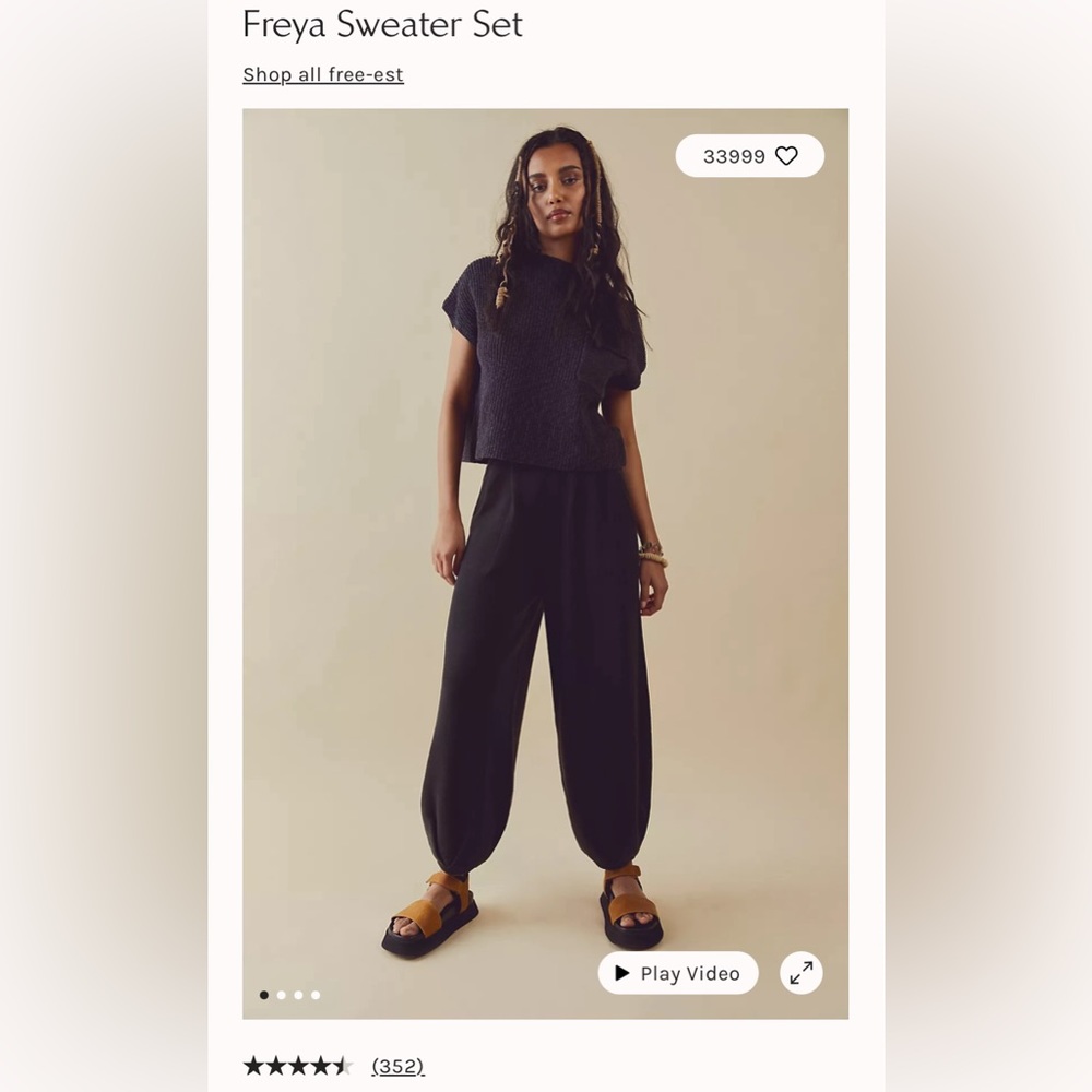 Free People Freya Sweater Set in Black - size small - excellent condition